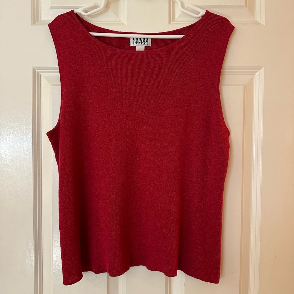EUC Chico’s Size 3 Red sleeveless knit top